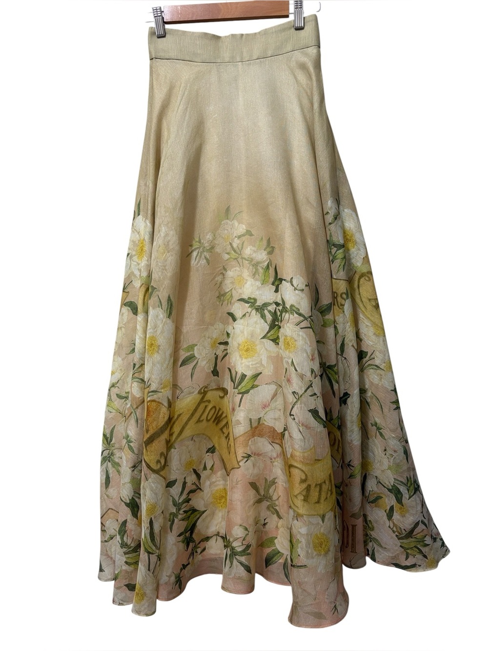 NWT Zimmermann Linen/Silk Coaster Floral Maxi Skirt, Size 0P
